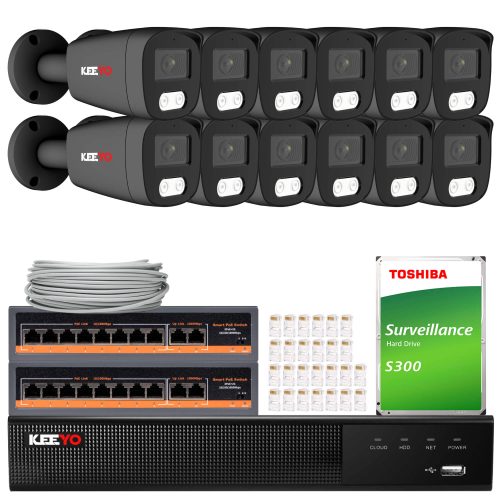 Zestaw do monitoringu KEEYO 12x LV-V-IP8M25TF-DL-G...