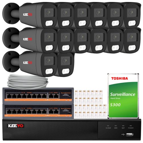Zestaw do monitoringu IP KEEYO 14x LV-V-IP5M25TF-G...