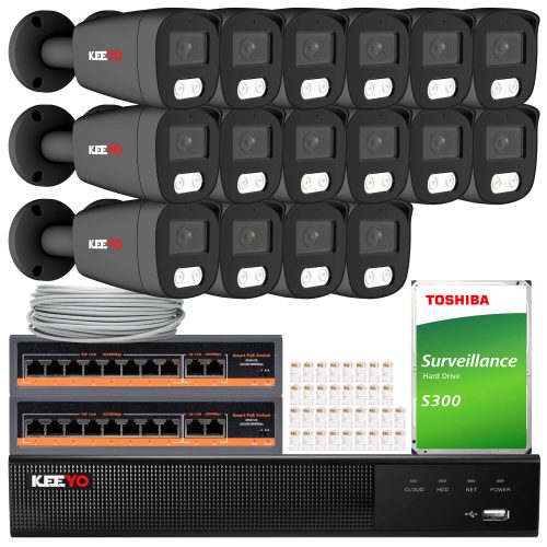 Zestaw do monitoringu KEEYO 16x LV-V-IP5M25TF-DL-G...