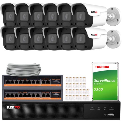 Zestaw do monitoringu IP KEEYO 12x LV-V-IP4M25TF-B...