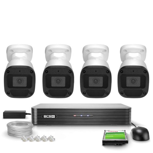 Zestaw do monitoringu IP PoE 5Mpx 2K BCS Basic 4x ...