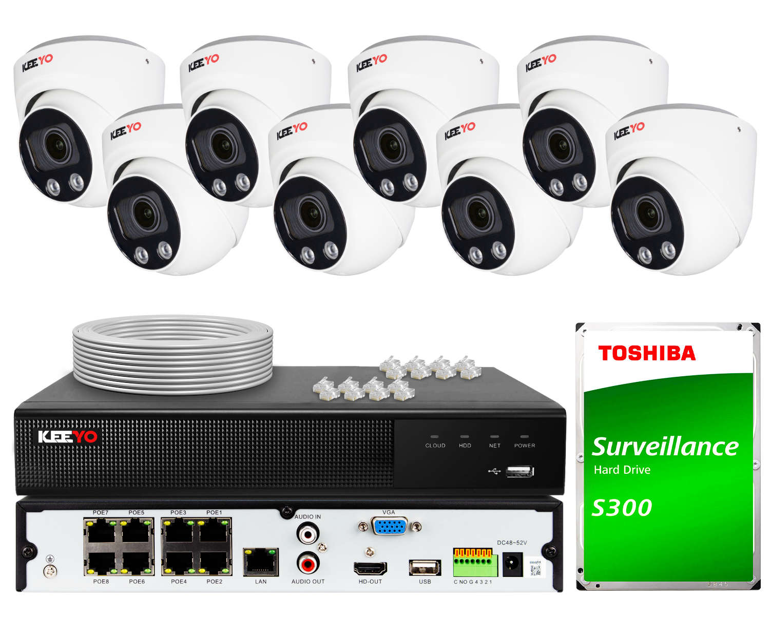 Zestaw do monitoringu KEEYO 8x LV-V-IP8M35AF 4K Funkcje Ai