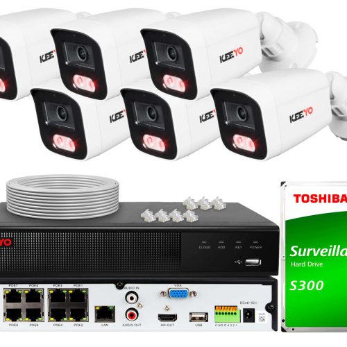 Zestaw do monitoringu KEEYO 6x LV-V-IP8M25TF-E, 4K...