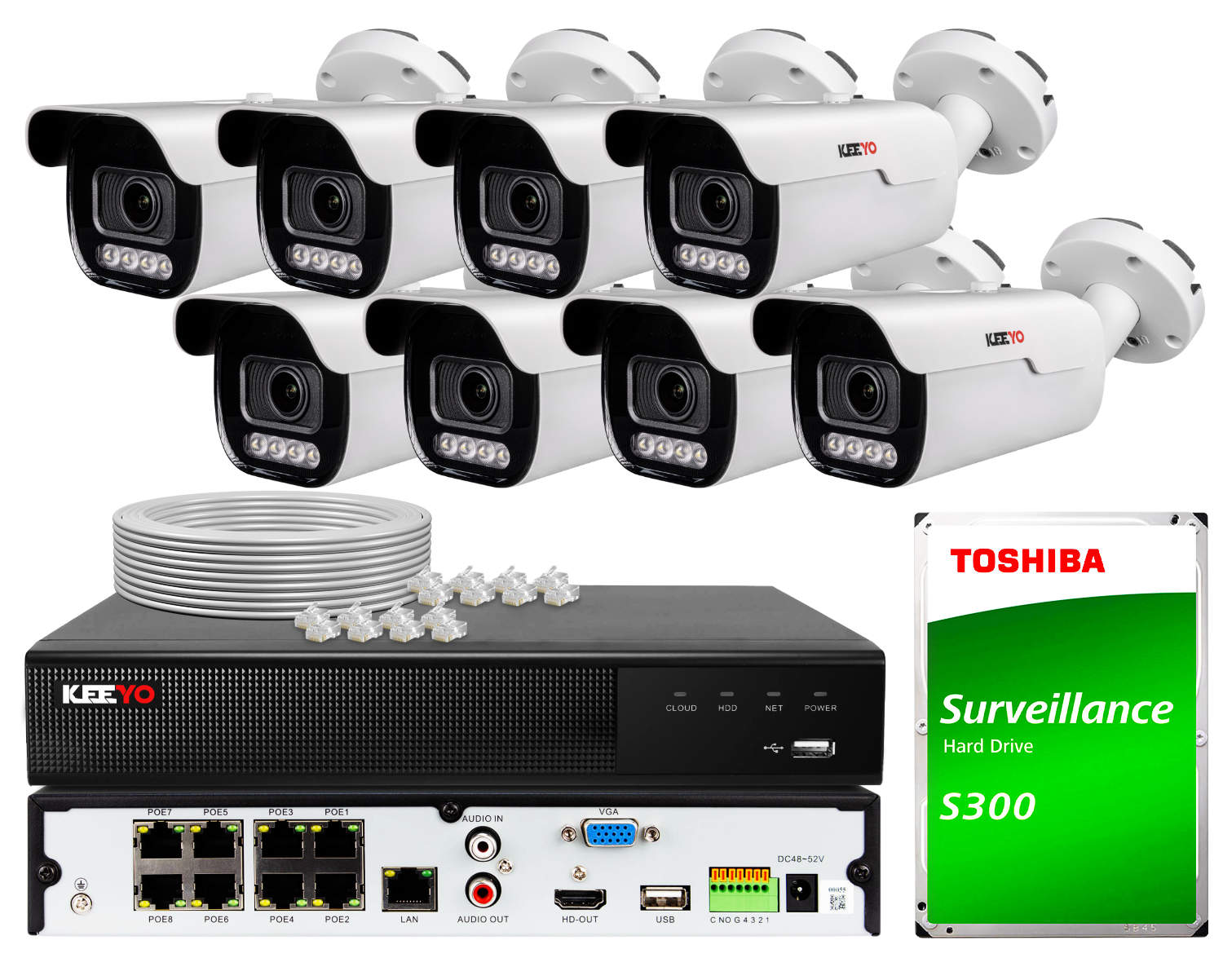 Zestaw do monitoringu KEEYO 8x LV-V-IP8M5AF-DL 8Mpx, motozoom