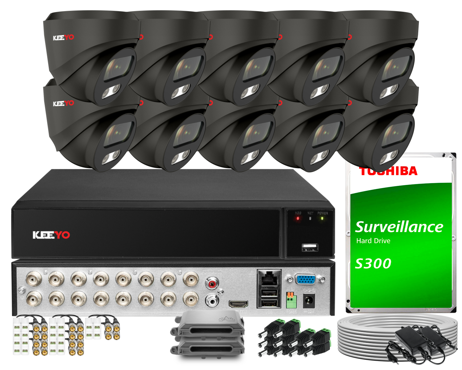 Zestaw do monitoringu KEEYO 10x LV-E-AL5M25DF-G 5Mpx IR 25m