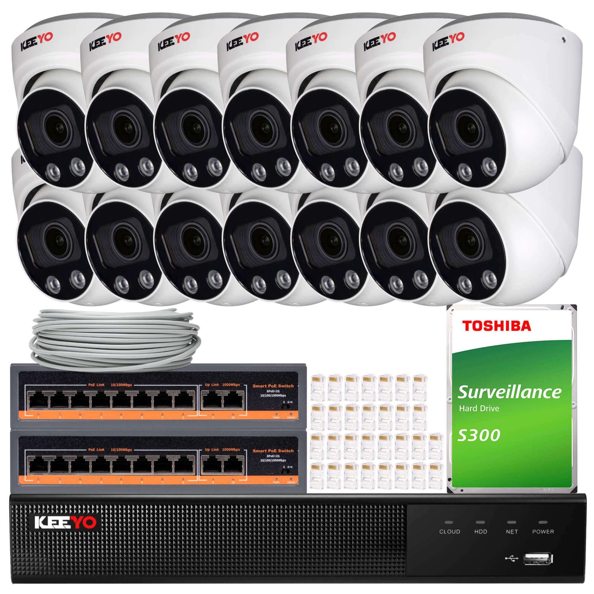 Zestaw do monitoringu KEEYO 14x LV-V-IP5M3AF-DL 4K Funkcje Ai