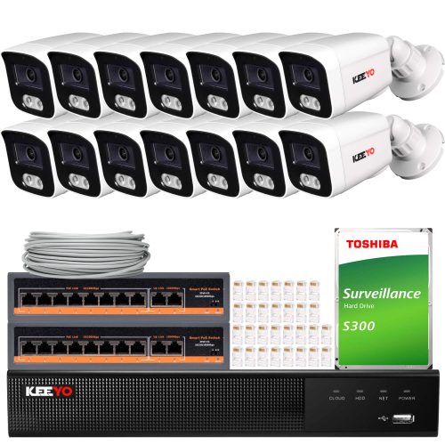Zestaw do monitoringu KEEYO 14x LV-V-IP8M25TF-E, 4...