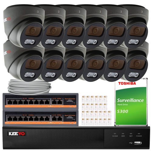 Zestaw do monitoringu KEEYO 12x LV-V-IP8M25DF-DL-G...