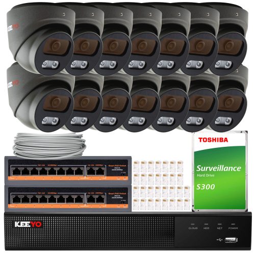 Zestaw do monitoringu KEEYO 14x LV-V-IP5M25DF-DL-G...