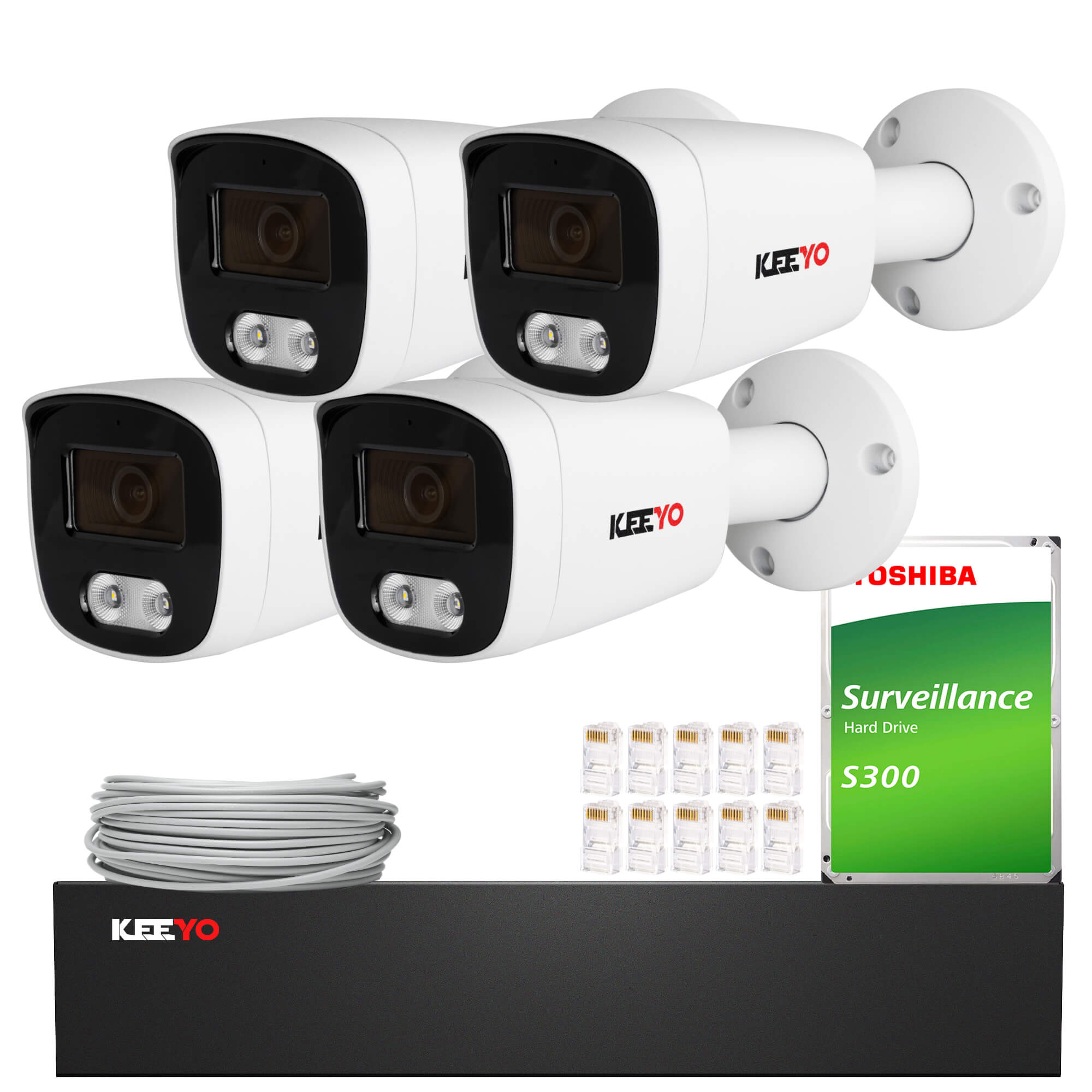 Zestaw do monitoringu IP KEEYO 4x LV-V-IP8M25TF-B-II 8Mpx IR 25m