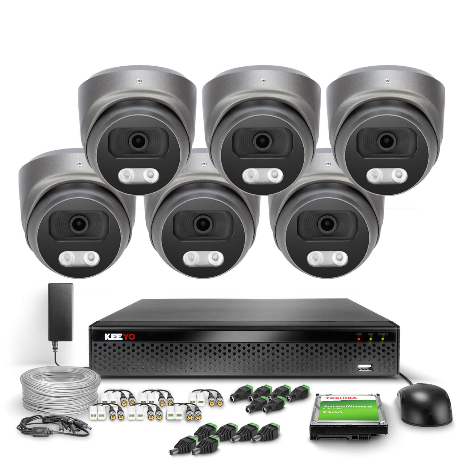Zestaw do monitoringu 6x LV-E-AL5M25DF-G 5Mpx IR 25m 1x LV-E-XVR-8CH KEEYO