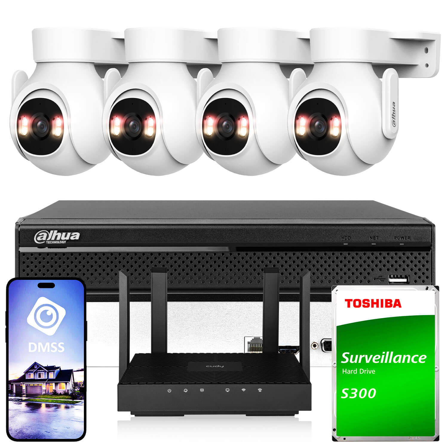 Zestaw do monitoringu Wi-Fi 4x P5B-PV 5Mpx IR 30m Dahua