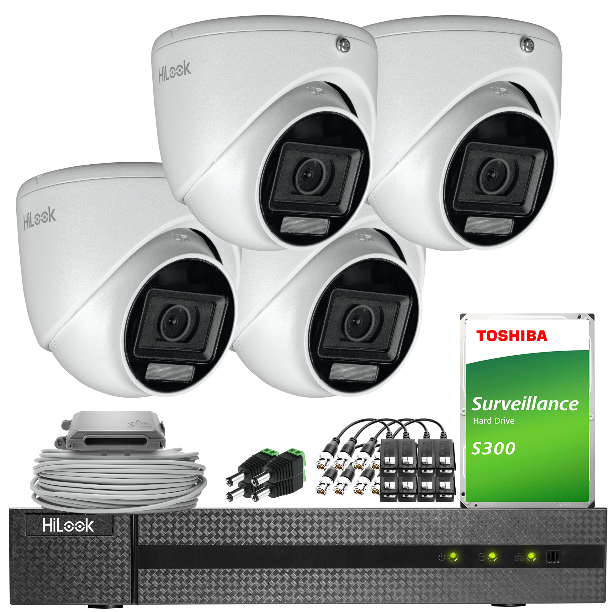 Zestaw do monitringu 4w1 HiLook by Hikvision 4x TVICAM-T8M-20DL 8Mpx Smart Hybrid-Light 30m
