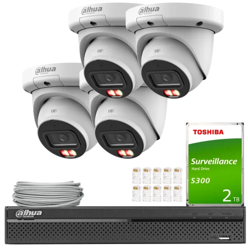 Zestaw IP Dahua 4x IPC-HDW3649QM-S-IL-0280B, AI, S...