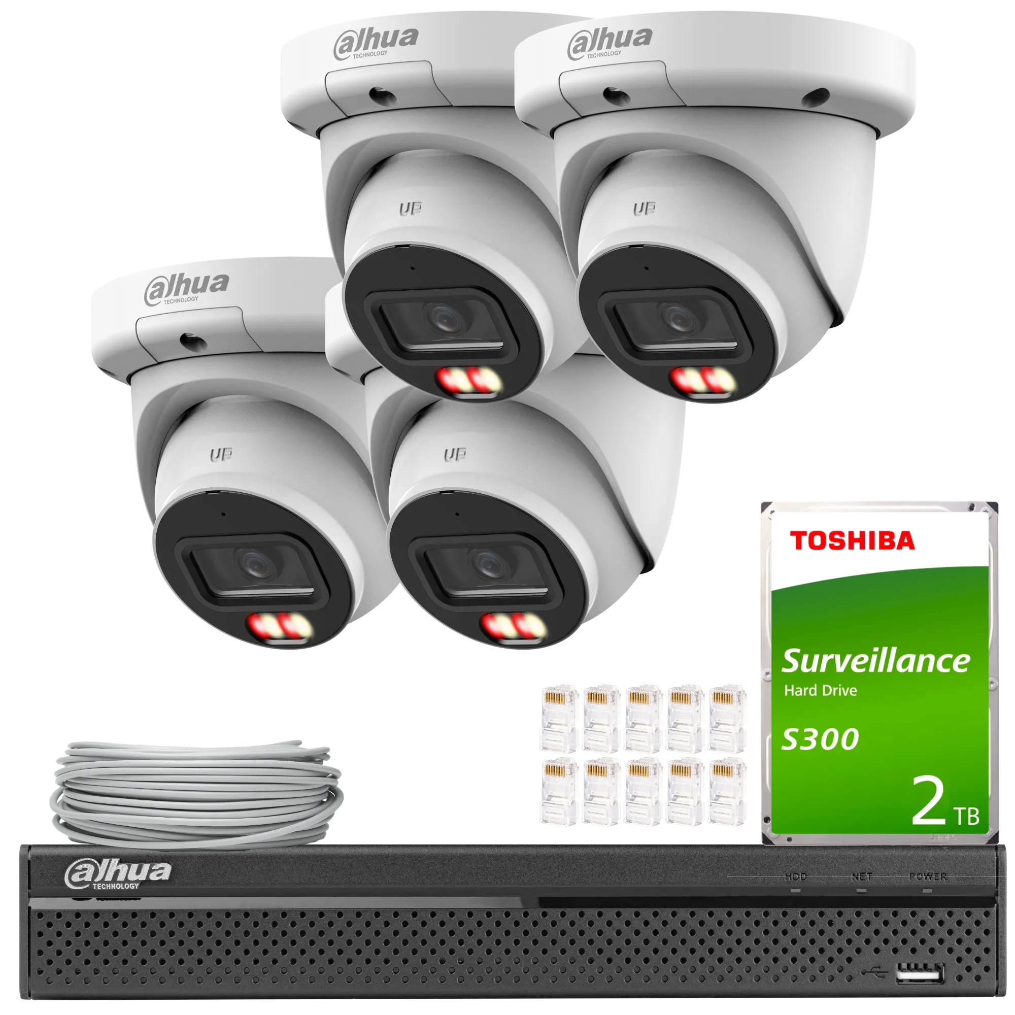 Zestaw IP Dahua 4x IPC-HDW3649QM-S-IL-0280B, AI, Smart Dual Light, Color Full, AcuPick, SMD 4,0