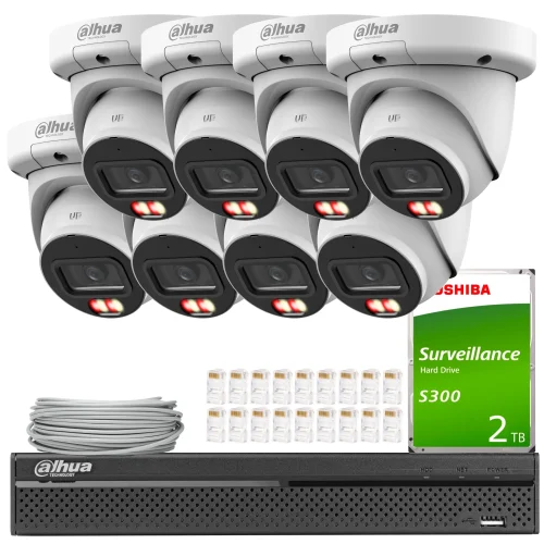 Zestaw IP Dahua 8x IPC-HDW3649QM-S-IL-0280B, AI, S...