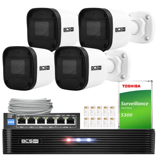 Zestaw monitoringu 4 kamery BCS-B-TIP15FR3(2.0) 5M...