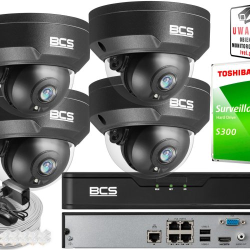 Zestaw do monitoringu 4x BCS-P-DIP25FSR3-Ai2-G 5Mp...