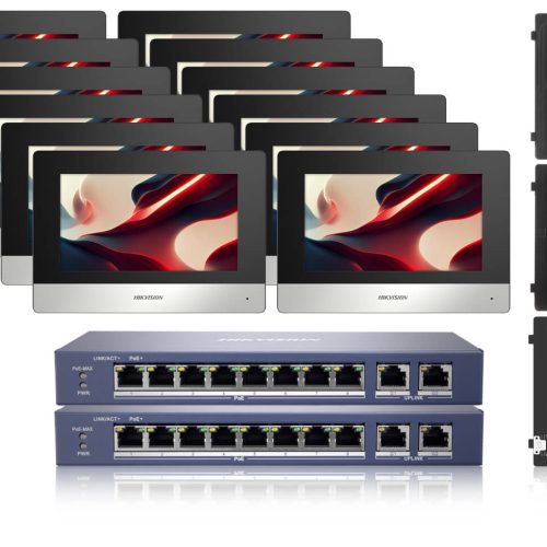 Zestaw wideodomofonowy IP 12-rodzinny Modułowy Hi...